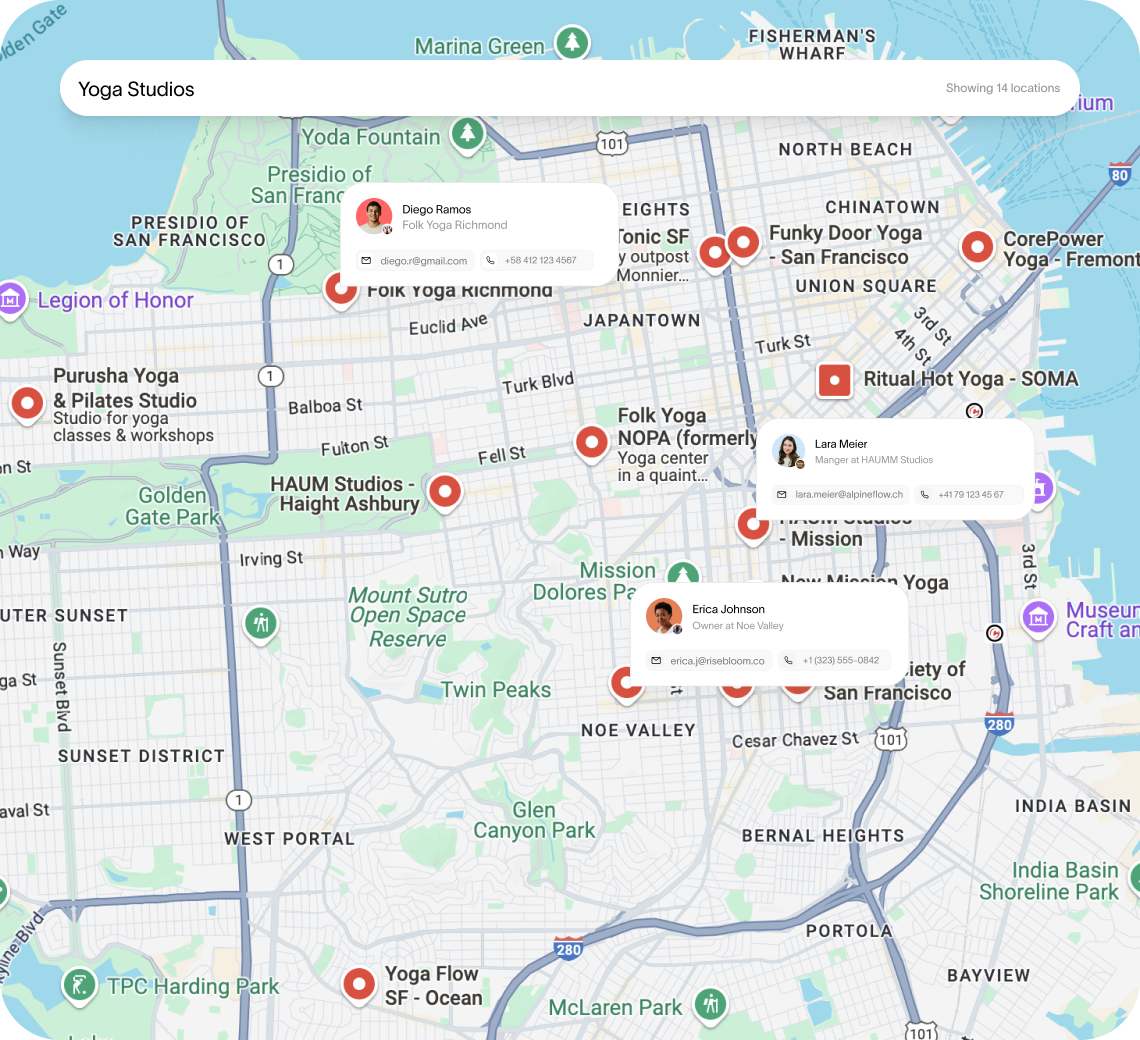Yoga Studios Map